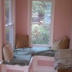Final view from inside - built in seating area with cedar lined storage.