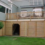 Ipe deck Rear view with cedar railings and full lattice.